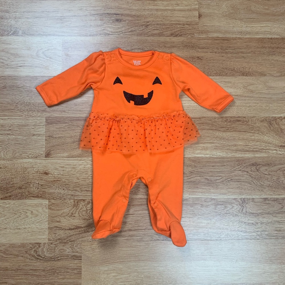 Carter's Halloween Jack O Lantern Pumpkin Tutu Sleep N Play Bodysuit Baby Girl